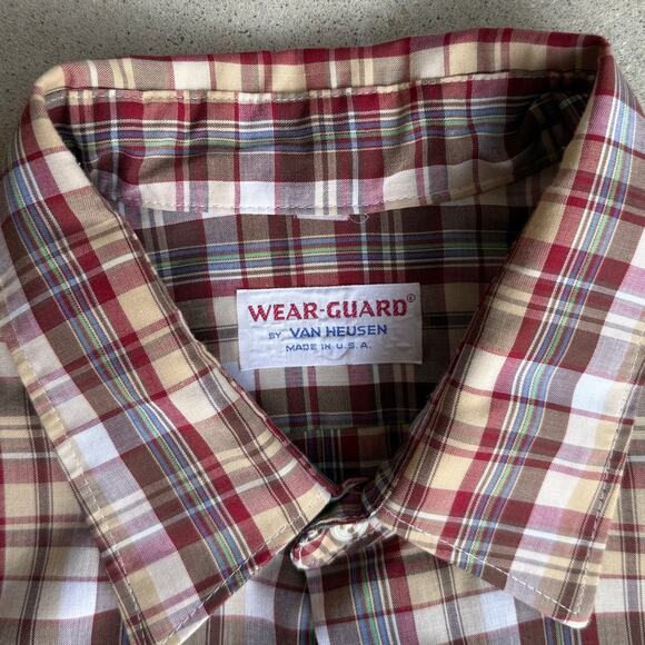 Vintage Western Plaid Work Shirt Wear-Guard Van Heusen 80s USA Made PC-207 XL - Picture 6 of 8